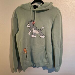 Green Hoodie with Cartoon Character